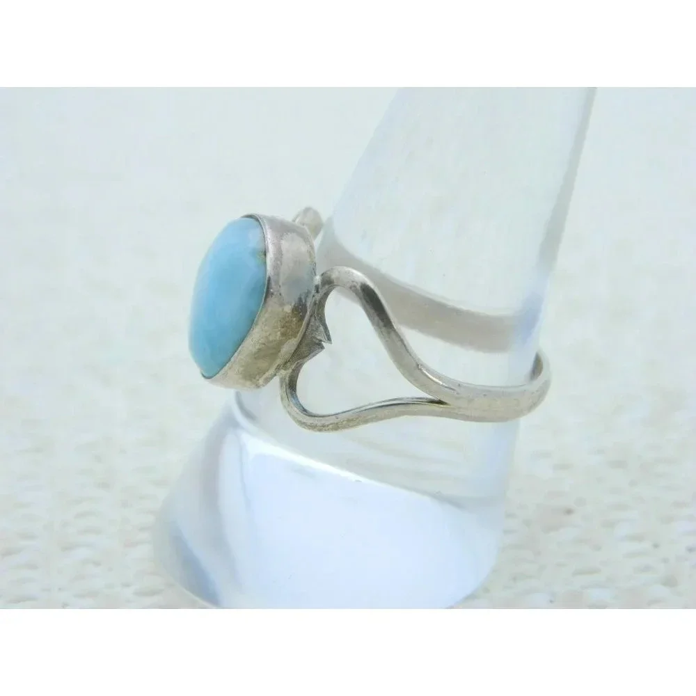 VTG .925 Sterling Silver Larimar Modernist Ring 8.25
